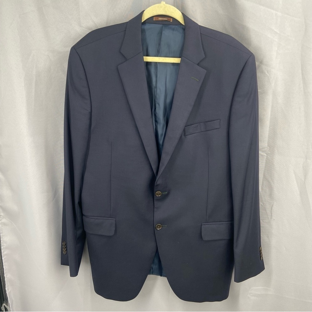 Peter Millar Navy Blue 100% Wool 2 Button Sport Coat Blazer Size 44T